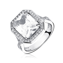 Silver fashionable (925) ring with white colored zirconia