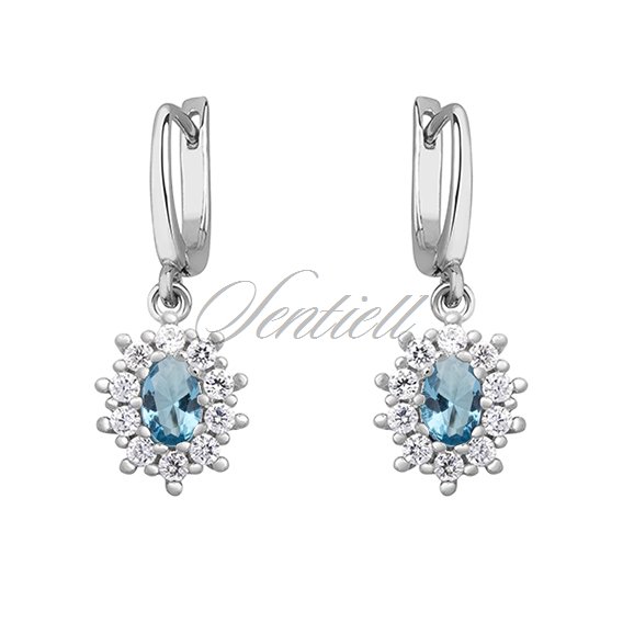 Silver (925) Earrings aquamarine colored zirconia