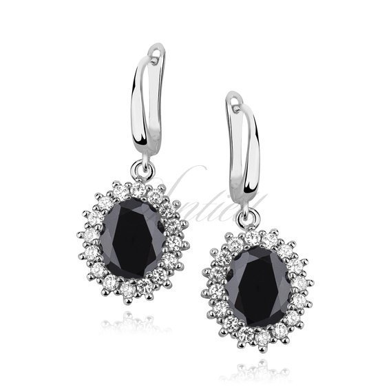 Silver (925) Earrings black colored zirconia