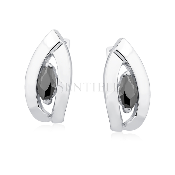 Silver (925) Earrings black zirconia