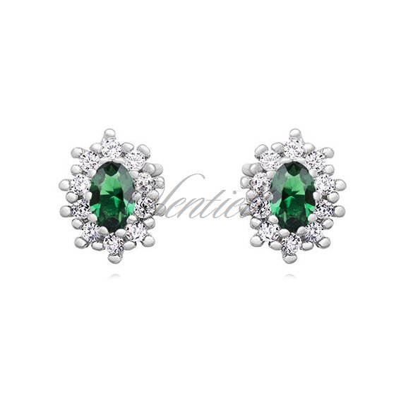 Silver (925) Earrings emerald colored zirconia