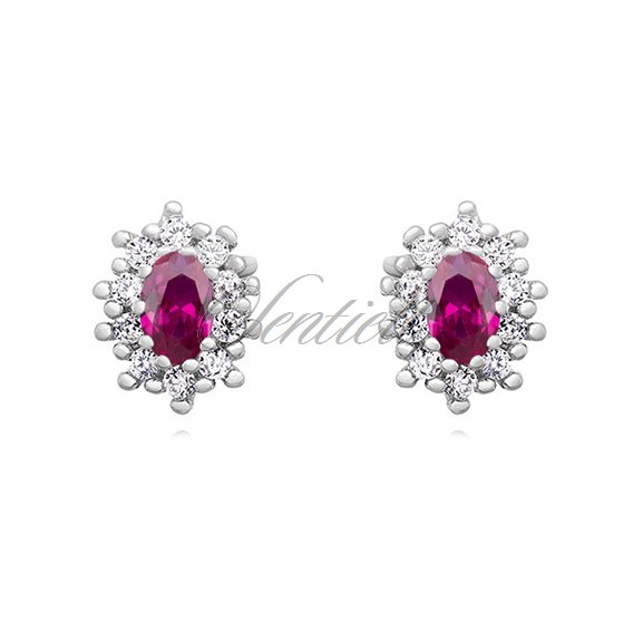 Silver (925) Earrings ruby colored zirconia