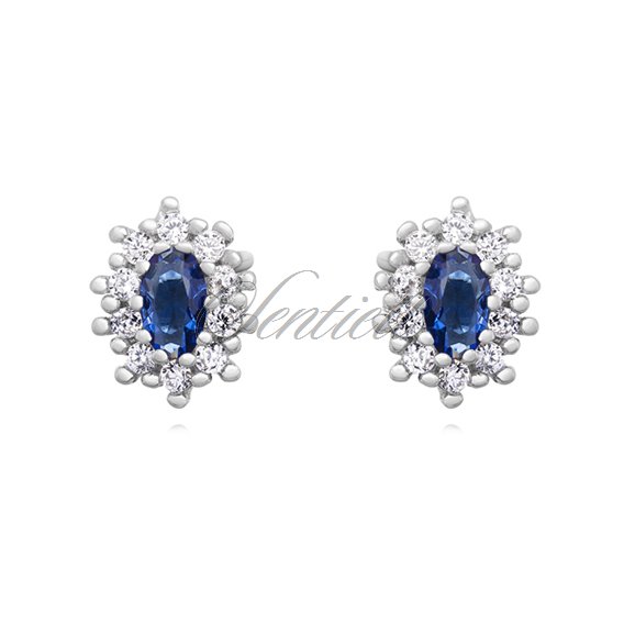 Silver (925) Earrings sapphire colored zirconia