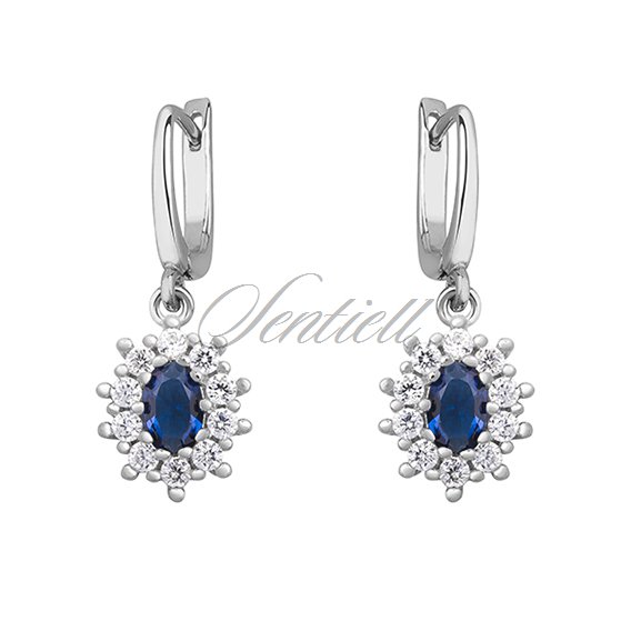 Silver (925) Earrings sapphire colored zirconia