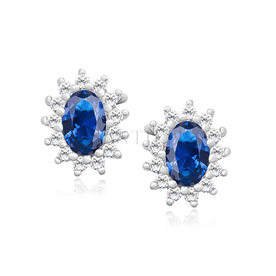 Silver (925) Earrings sapphire colored zirconia