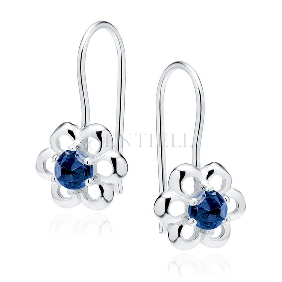 Silver (925) Earrings sapphire colored zirconia