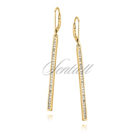 Silver (925) Earrings white zirconia, gold-plated