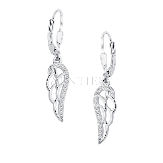 Silver (925) Earrings - wings with white zirconia