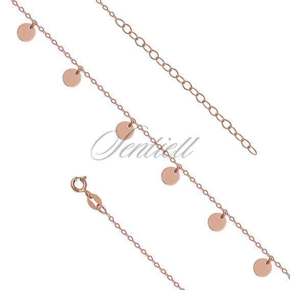 Silver (925) anklet - adjustable size with round pendants - rose gold