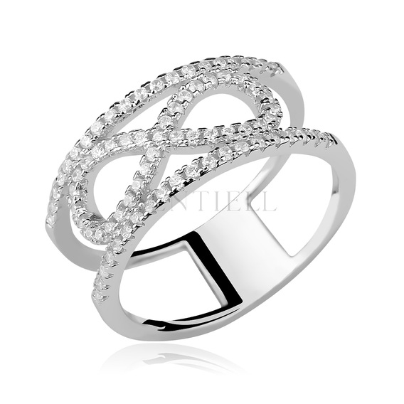 Silver (925) big ring with white zirconia - Infinity