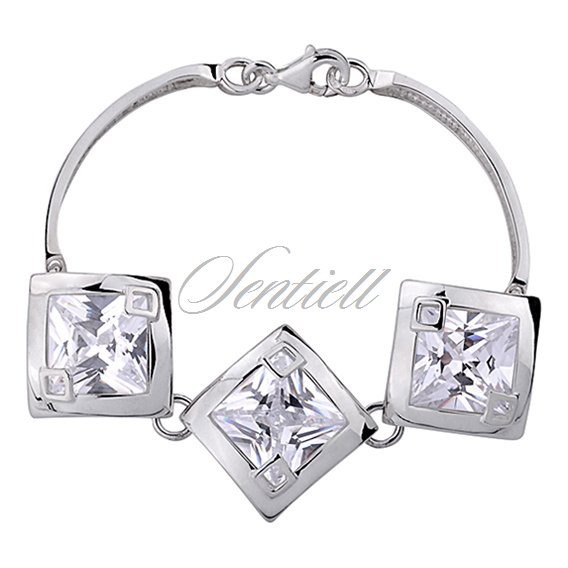 Silver (925) bracelet big white zirconia