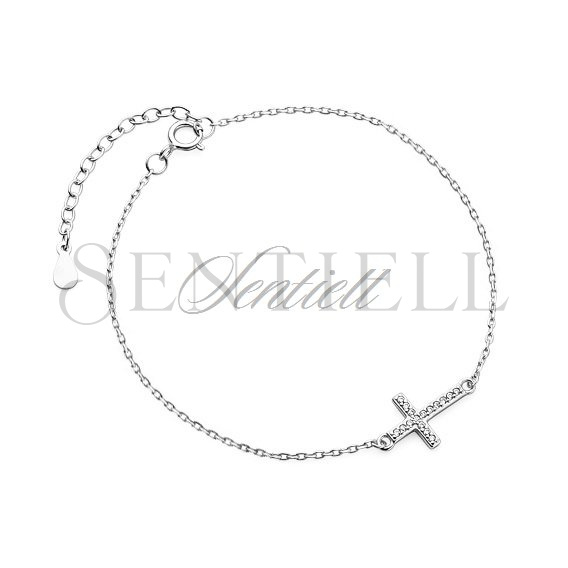 Silver (925) bracelet - cross with zirconia