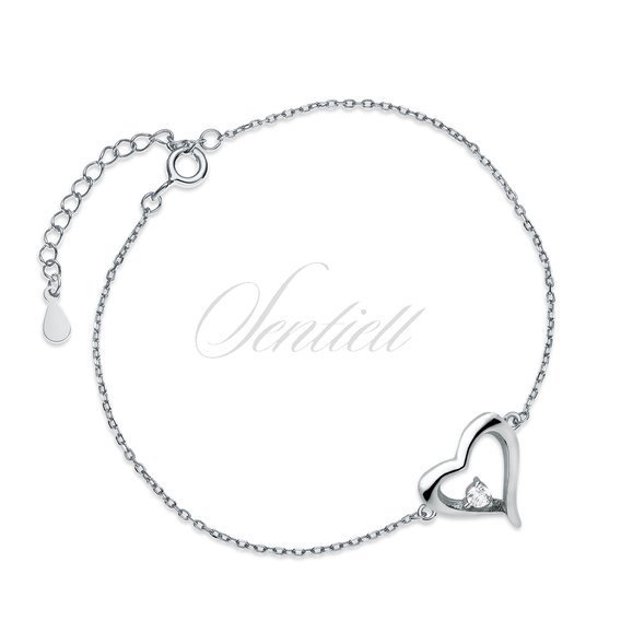 Silver (925) bracelet, heart with zirconia