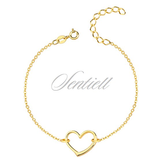 Silver (925) bracelet of celebrities with heart, gold-plated