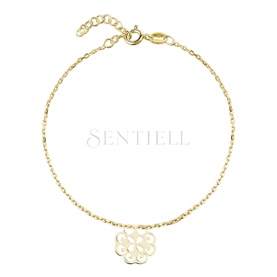 Silver (925) bracelet with open-work pendant, gold-plated