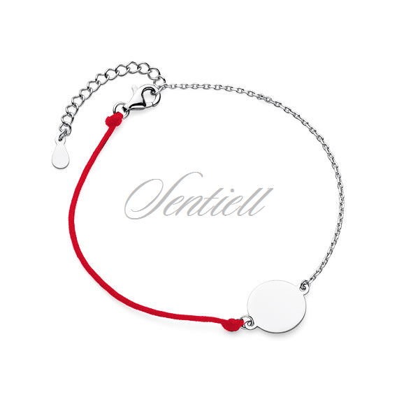 Silver (925) bracelet with red cord - circle