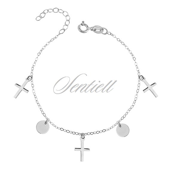 Silver (925) bracelet with round pendants and crosses