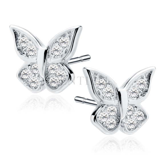 Silver (925) butterfly earrings with zirconia