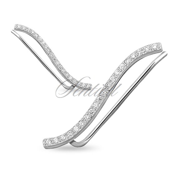 Silver (925) cuff earrings with zirconia