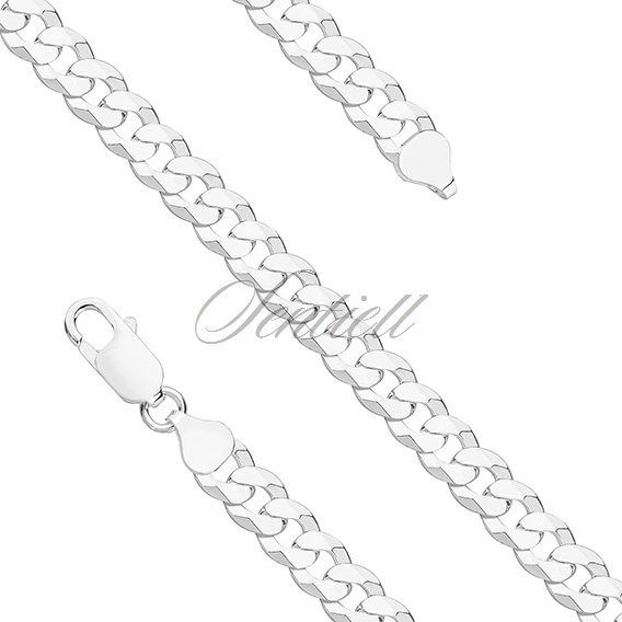 Silver (925) diamond-cut bracelet - curb extra flat Ø 180