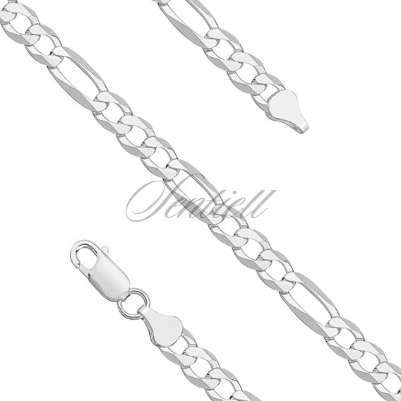 Silver (925) diamond-cut bracelet - figaro extra flat Ø 0150
