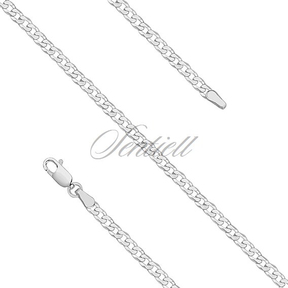 Silver (925) diamond-cut chain - curb extra flat Ø 080 rhodium-plated