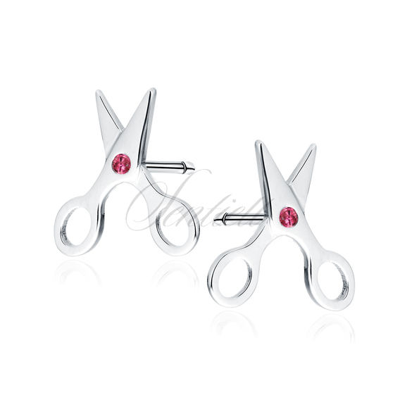 Silver (925) earings - scissors with ruby zirconias