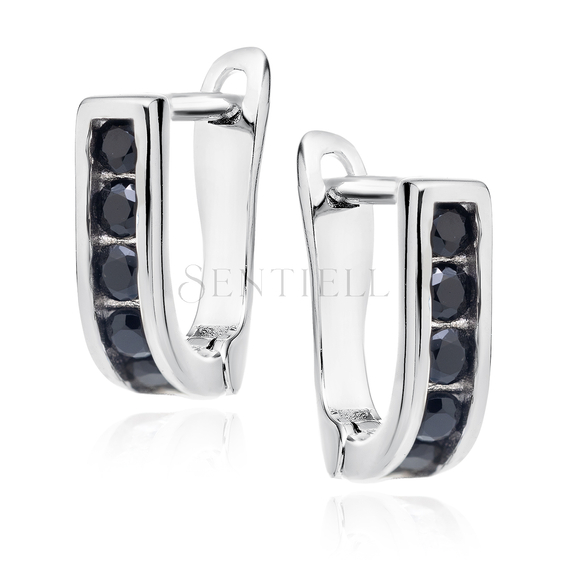 Silver (925) earrings black zirconia