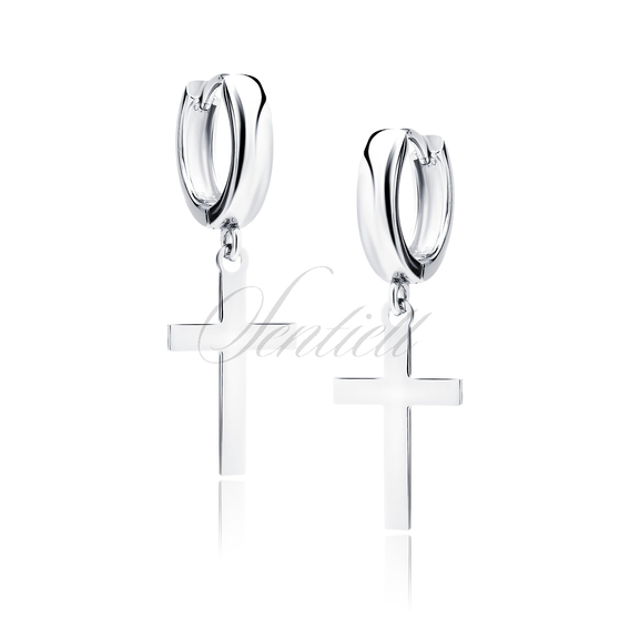 Silver (925) earrings - circle with cross