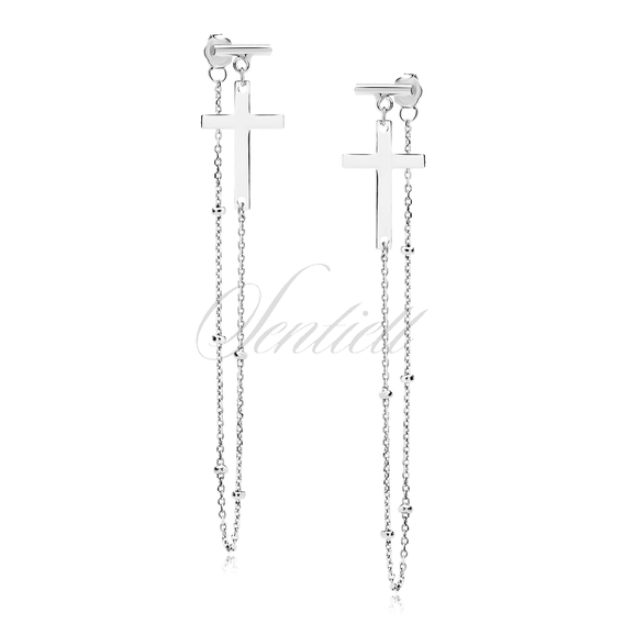 Silver (925) earrings cross and chain with balls