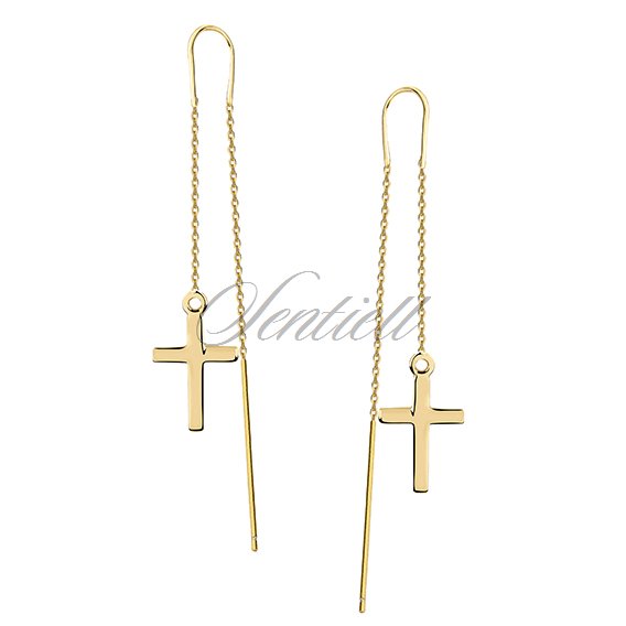 Silver (925) earrings - gold-plated crosses