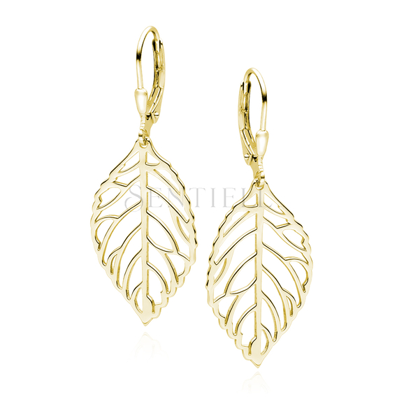 Silver (925) earrings gold-plated leaf