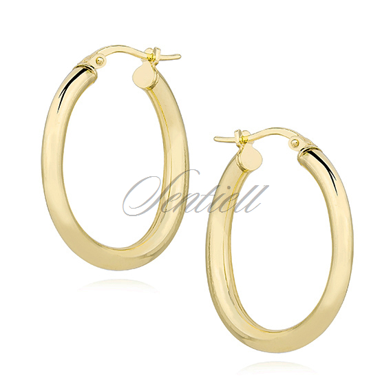 Silver (925) earrings hoops - gold-plated and highly polished