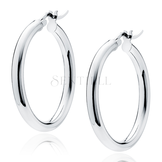 Silver (925) earrings hoops - highly polished