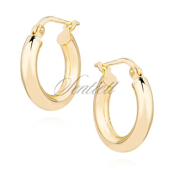 Silver (925) earrings hoops - highly polished, gold-plated