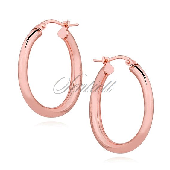 Silver (925) earrings hoops - rose gold-plated and highly polished