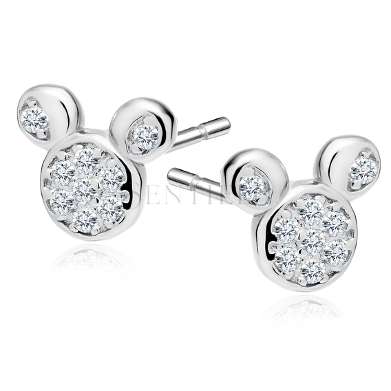 Silver (925) earrings mouse with zirconia