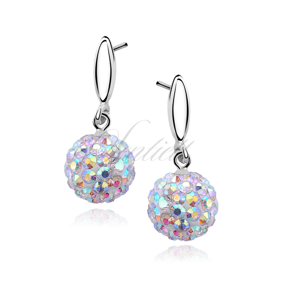 Silver (925) earrings multicolor disco ball