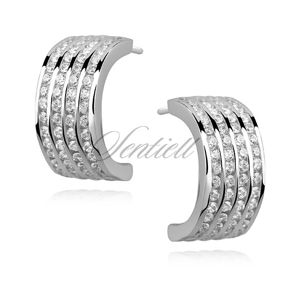 Silver (925)earrings open hoop with zirconia