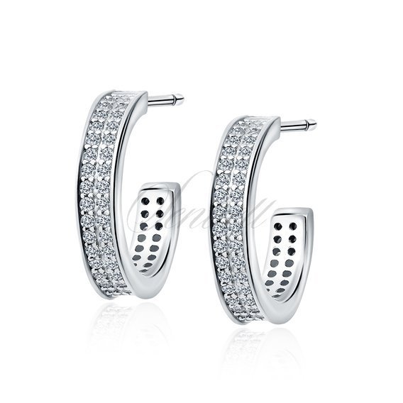 Silver (925) earrings open hoop with zirconias