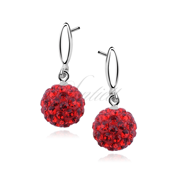 Silver (925) earrings red disco ball