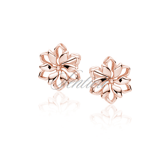 Silver (925) earrings rose gold-plated flowers
