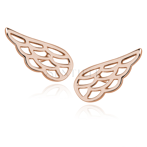 Silver (925) earrings - rose gold-plated wings
