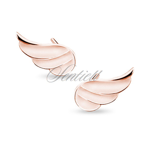 Silver (925) earrings - rose gold-plated wings