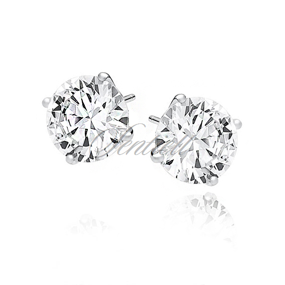 Silver (925) earrings round white zirconia diameter 10mm