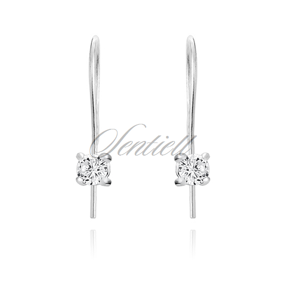 Silver (925) earrings round white zirconia diameter 3mm