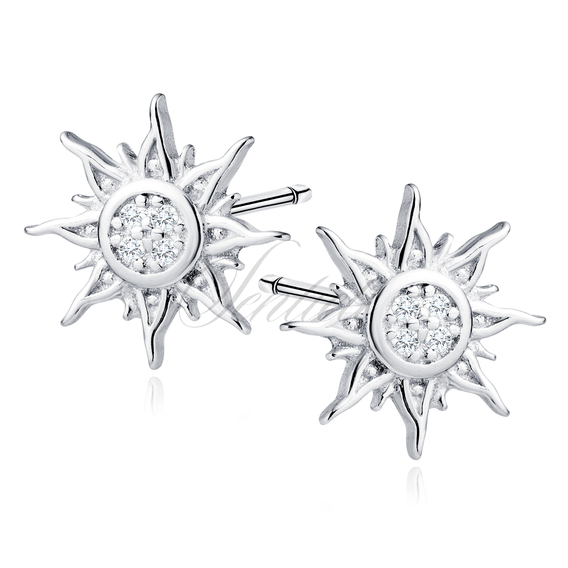 Silver (925) earrings suns with white zirconias