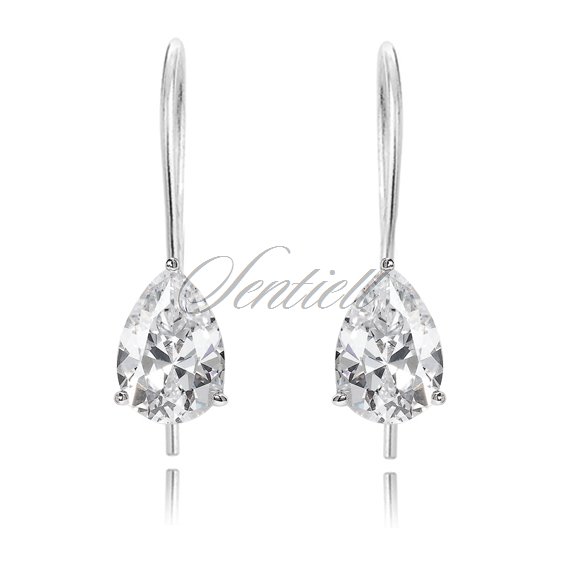 Silver (925) earrings tear-shaped white zirconia 5mm x 7mm