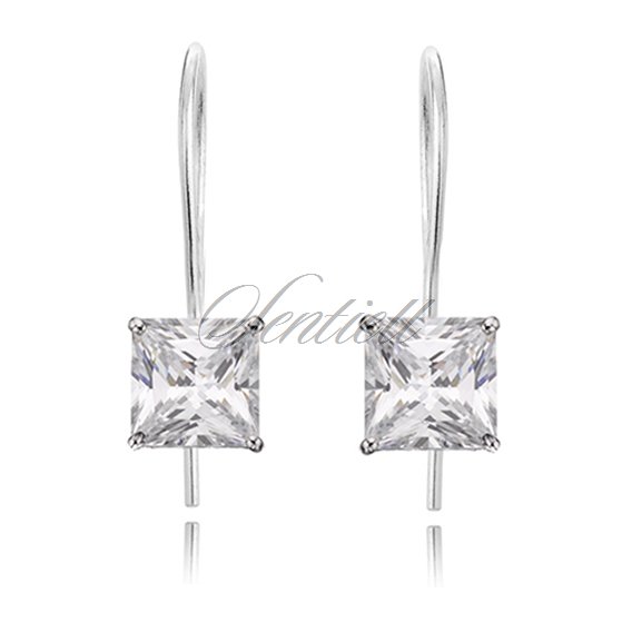 Silver (925) earrings white zirconia 4 x 4mm
