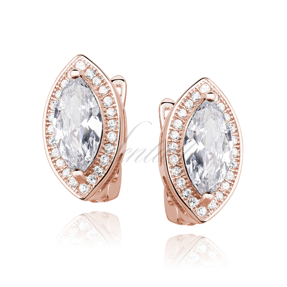 Silver (925) earrings white zirconia, rose gold-plated